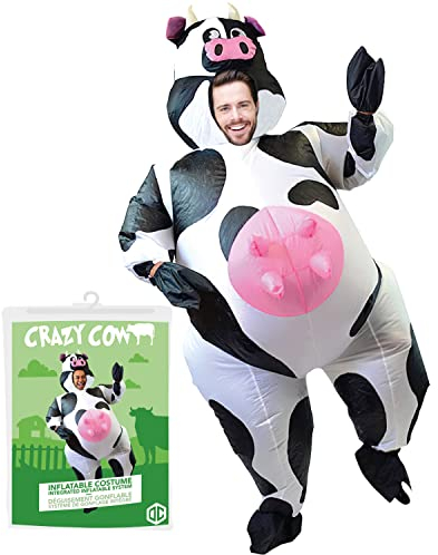 AirSuit® Costume Gonfiabile da Mucca Pazza | qualità Premium | Taglia Adulto 160 a 190cm | Poliestere | Comodo da Indossare | Resistente | Sistema di gonfiaggio Incluso | Creato da OriginalCup®.