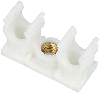tecuro Doppel-Rohrclip mit Gewindebuchse M6, für Rohr Ø 8 mm - Kunststoff weiß (10 Stück) - 542008