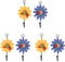 Baluue 6pcs Sunflower Shape Wall Mounted Hat Hooks Resin Daisy Hooks for Coats Bags Clothes Strong Load-Bearing Capacity Easy Installation for Kitchen Bathroom Storage
