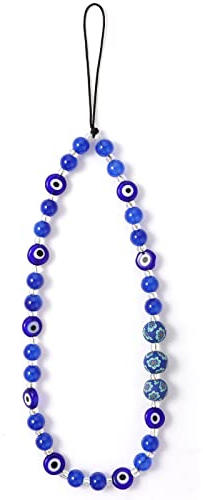 Molain Perlen-Handy-Lanyard, Evil Eye Phone Charm Handschlaufe Edelstein Smartphone Chain Strap Schlüsselanhänger für Männer Frauen Handy String Strap
