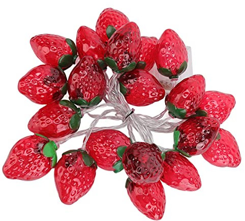 Spacnana Erdbeer-Lichterketten, 9,8 Fuß, 20 LEDs, Batteriebetrieben, Innen- und Außenbeleuchtung, Lampe für Hochzeit, Zuhause, Geburtstag, Garten, Hof, Party
