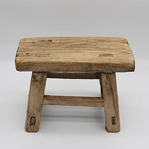 Collic Holzhocker Kleiner Holzhocker Alter Holzhocker Massiv Holz Holzhocker Chinesische Antike, Schöne Und Praktische Befolgt Und Langlebig/Holz/29,5 * 18,5 * 21,5Cm