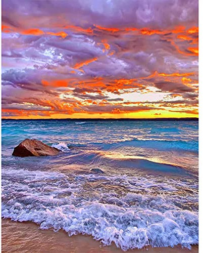 DCIDBEI 3D Ai Square Diamond Painting Paisajes 40x50 cm Puzzle Diamantes Paisaje Playa Adultos Pintura Diamante Paisaje Playa y Mar Pintar con Diamantes de Atardecer Mosaico Puesta de Sol Adultos