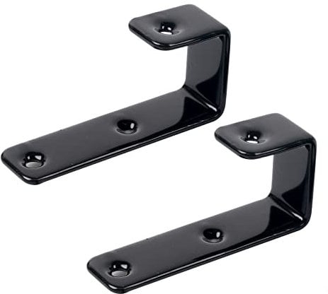 MDPLY 2 Pack Bunk Bed Ladder Hook, Inside 1 Kids Bed Replacement Hardware, Black PVC Metal Loft Bed Ladders Hooks, Camper/Rv Bunk Ladder Brackets with 2 Size Screws (2Pack, Black)