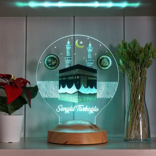 Ramadan Deko Islamische Eid Mubarak Dekoration 3D Led Lampe Geschenk für Freunde (Kaaba)