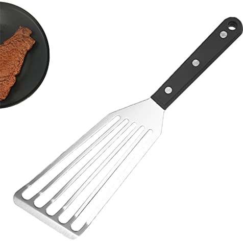 Stainless Steel Fish Turner with ABS Solid Handle Stainless Steel Slotted Fish Spatula Metal Slotted Spatula Turner for Flipping Frying and Grilling Dishwasher Safe