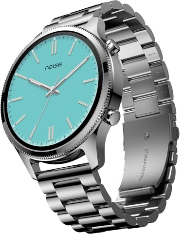 Noise Halo Plus Metallic Smartwatch, 1.46' AMOLED, Stainless Steel Straps, BT Calling, 100+ Watchfaces, 100+ Sport Modes, Multi Health Trackers, Water & Dust Resistant, 1 Year Warranty (Elite Silver)