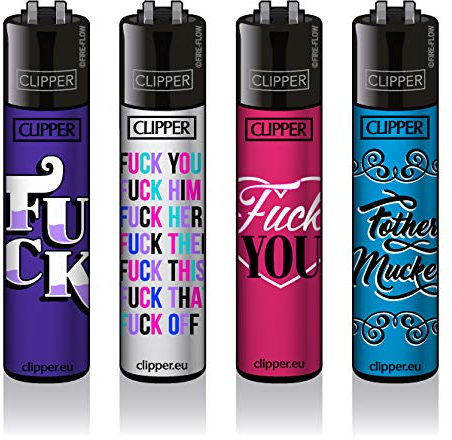 Clipper Feuerzeuge 4er Set + 1x DHOBIA Feuerzeug (Fuck)