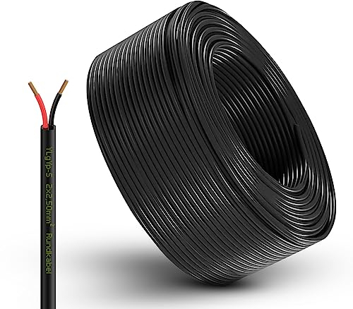 Fahrzeugleitung Anhängerkabel Rund oder Flach Kabel rot/schwarz 2x 0,75 1,0 1,5 mm² 2-adrig 6-24 Volt KFZ AUTO (Rundkabel 2,50 mm², 50 Meter)