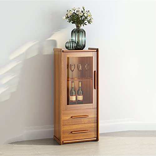 FIONEL Barschrank Weinschrank Wohnzimmer gegen die Wand Einfacher Moderne Glastür Schrank Lagerschrank Haushalt Holz Schubladen Wohnzimmerschrank Wine Rack
