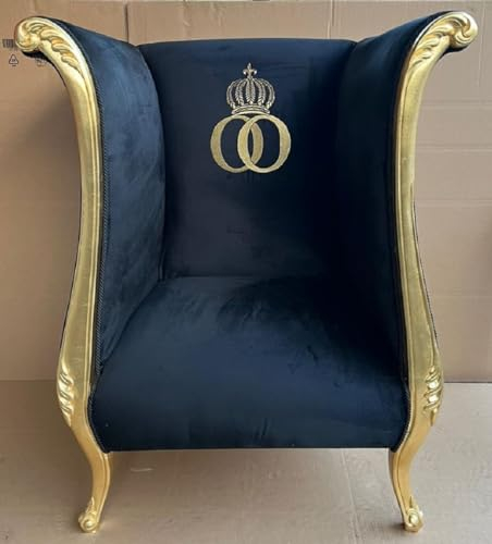 Harald Glööckler Extravaganter Pompöös by Casa Padrino Luxus Designer Sessel Schwarz/Gold - Pompööser Barock Sessel - Edel & Prunkvoll