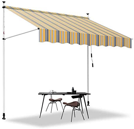 Manuell einziehbare Markise, verstellbare Pergola-Schattenabdeckung mit UV-Schutz, höhenverstellbar, für das Fenster, auf der Terrasse, dem Balkon,250cm/98.4in