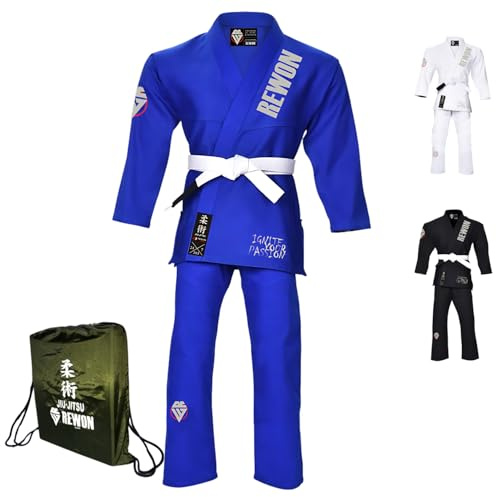 Rewon Gear Karate Judo Suit - Taekwondo Suit - Karate Suit - Martial Arts Judogi Aikido Keikogi Jiu Jitsu Bando Kung Fu Karate Martial Arts Training Uniform for Men Women e Children, Blue-02, S