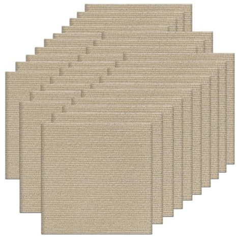 Orgthin Carpet Tiles Peel and Stick, Self Adhesive Carpet Floor Tile 30 x 30 cm, Khaki Soft Padded Flooring Sticker, Home Decor for Bedroom, Living Room, Office, 30 Tiles per Box, 2.7 sq m per Box