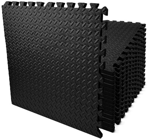 You vs You 2cm Extra Thick EVA Foam Mat Flooring, Multipacks of 4 Exercise Mats Interlocking Floor Tiles & Edging, Non-slip Workout Mat Padded 61cm x 61cm Inc Adhesive Discs