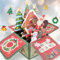 YianHien 2024 Weihnachtskarte, 3D Pop-Up Weihnachtskarte Schachtel mit Bunt Weihnachtsmann & Rentier, Süße Karten Weihnachten mit Umschlag, Schönen Weihnachten Karte für Familie, Freunde und Kollegen