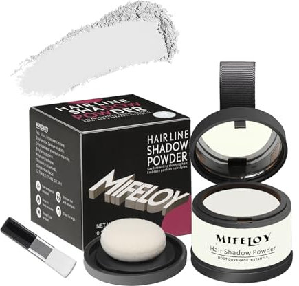 MIFELOY Unsichtbares Ansatzpuder, Männer Wasserfestes Haaransatz Puder, Frauen Soforteffekt Concealer zur Haarverdichtung, Haar Abdecken zum Ansatz kaschieren Dünne Stellen Kahle Graue, Weiß