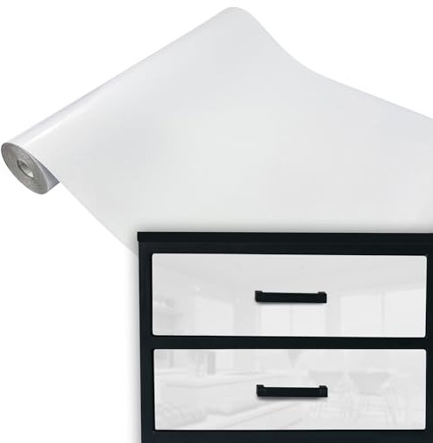 DecoMeister Vinilo Adhesivo Para Pared Muebles Blanco Ártico Brillante Papel Autoadhesivo de PVC Para Cocina Armario Bricolaje Lámina Decorativa Película Para Forrar En Rollo 45 x 100 cm Por Metros