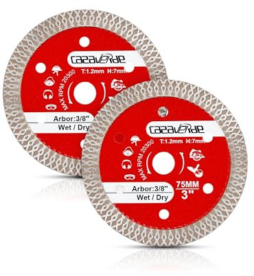 Casaverde Keramikfliesen-Schneidmesser, 75 mm, Diamantklinge für Keramik, Hartporzellan, glasierte Fliesen, Granit, Marmor, 2 Stück