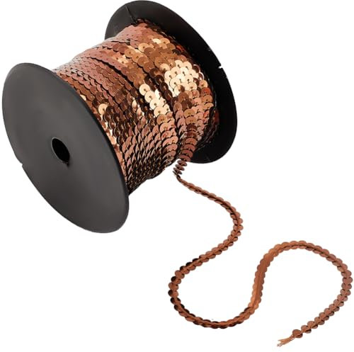 SOFPLATE 100 Yards Brauneer Paillettenstreifen 6mm Flaches Paillettenband Besatzschnur Metallische Paillettenschnur Paillettenschnur Holografische Paillettenrolle Zum Basteln Nähen Kleid Kostüm Stirn