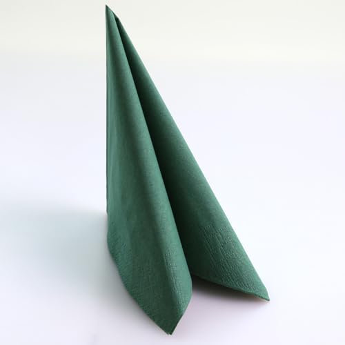 1000 Stück Hygostar Servietten Eleganza 40 x 40 cm | 3-lagig, FSC®-zertifiziert, grün, L: 40cm, B: 40cm, Servietten aus Zellulose, Stoffservietten