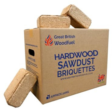British Hardwood Sawdust Briquettes - Box of 24, Made from 100% Pure Sawdust