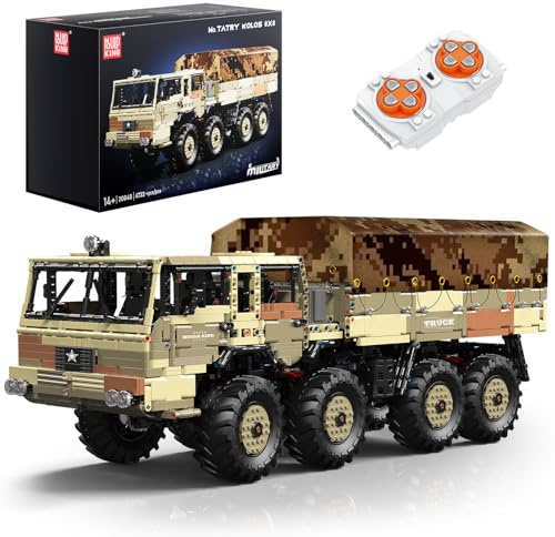 Mould King 20040 Technik Ferngesteuerter Klemmbausteine LKW mit Motors T813 8x8 Groß Offroad Truck Bausteine Auto Bausatz Kompatibel mit Andere Marke(4733 Teile)