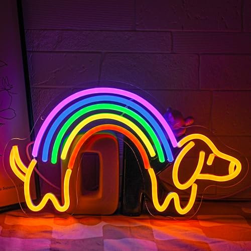 LMSIGNLY Dachshund Neon Sign for Wall Decor Dimmable Dog Neon Light Cute Puppy Neon light Sign Rainbow Light Signs for Pet Shop Kid Room Bedroo Dog Lovers Pride Gifts