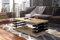 DC-3 Couchtisch Sonoma Eiche/Schwarz Hochglanz 120x60cm mit Ablage modern stabil vielseitig Wohnzimmertisch Beistelltisch Sofatisch Zeitloses Design platzsparend robust Wohnzimmer mit Rollen