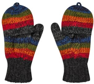 THC Klapphandschuhe 814 bunt | Schafwolle | Strickhandschuhe | Schafwoll-Handschuhe | Woll-Handschuhe | Schafwollfäustlinge | Schafwollhandschuhe (bunt, M)