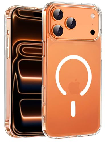 TEOPHA Magnetic Clear Case for iPhone 17 Pro (6.3-Inch) Compatible with MagSafe, Scratch-Resistant Back/Shockproof Phone Bumper Cover for iPhone 17 Pro - Clear