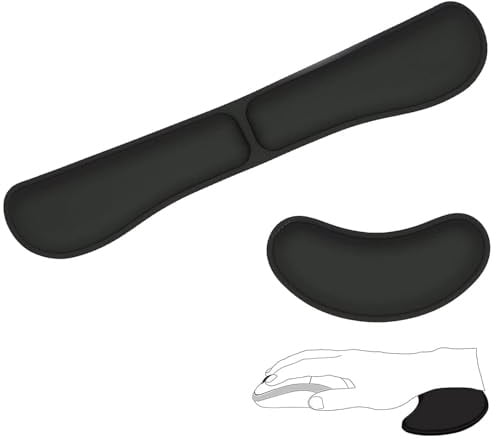 TenaLucy Handballenauflage Set für Tastatur und Maus(Schwarz), Handauflage Tastatur Schwarz, Rutschfest Wrist Rest, Bequem Ergonomisches Handgelenkstützen Tastaturpad für Büro und Home Office