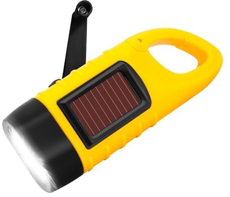 SUNNIFLY Taschenlampe Kurbel Solar Dynamo, kurbeltaschenlampe mit kurbel, Handkurbel Solar Karabiner Taschenlampe für Camping Outdoor Klettern Wandern
