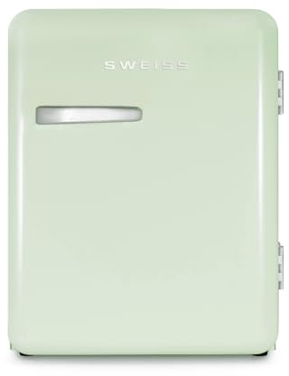 SWEISS WEISS7 Frigo Mini Bar Vintage, 31L, Mini Frigo Compatto, Design Retrò, Frigorifero Silenzioso 24 dB, per Camera, Hotel, Ufficio, Bevande o Cosmetici, Temperatura Regolabile 6°-15°C, Verde