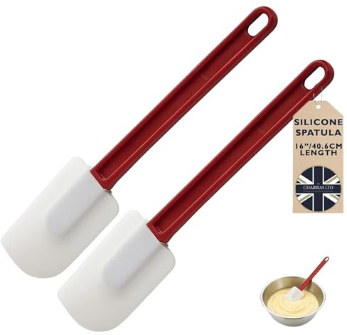 Chabrias Professional High Heat Silicone Spatula - Extra Long, Heat Resistant to 260°C, Non-Stick Safe, Heavy-Duty Cooking Utensil for Baking, Mixing, Scraping & Stir-Fry - BPA Free, (2, 16 Spatula)