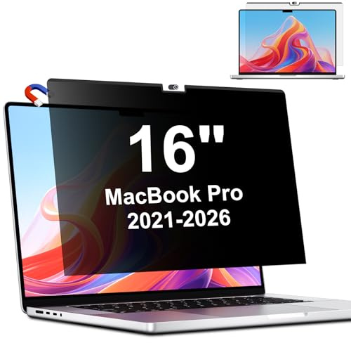 Magnetischer Blickschutzfilter für MacBook Pro 16 Zoll 2021-2026 | M1, M2, M3, M4, M5, Abnehmbarer Anti Glare Blaulicht 16 Mac Sichtschutzfolie, Laptop Privacy Screen Blickschutzfolie