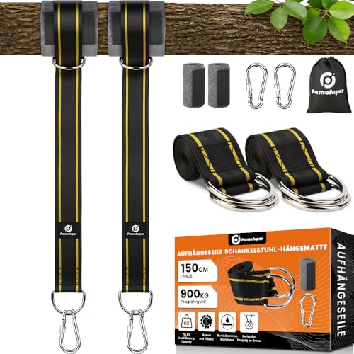 900kg Tree Swing Straps Swing Suspension Kit, Including D-rings | And Carabiners, Suitable For Hammocks, Swings, Hanging Chairs, And Gymnastic Rings (Orange 150cm)