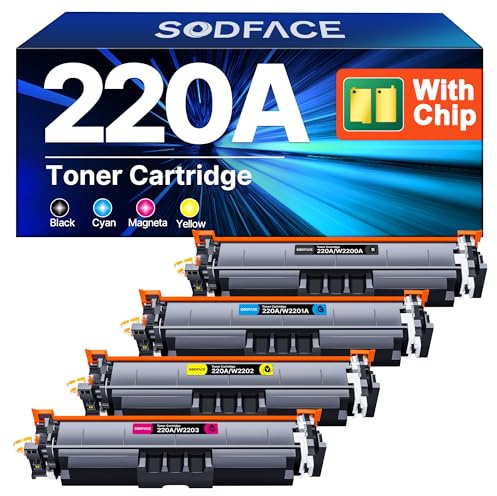 220A Toner Kompatibel für HP 220A Toner Color LaserJet Pro MFP 4302dw 4302fdw 4202dw 4202dn 4302fdn Schwarz Cyan Gelb Magenta,W2200A W2201A W2202A W2203A (1 Schwarz 1 Cyan 1 Gelb 1 Magenta, Mit Chip)