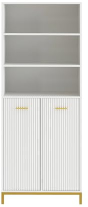 HYGRAD BUILT TO SURVIVE Tall Freestanding Bathroom Cabinet with Tilt-Out Laundry Hamper Basket, 65 L × 32D × 170 H cm Cupboard Storage Unit Organizer Linen with Open Shelf for Home, White