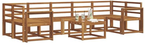 vidaXL Outdoor-Sofagarnitur 8 pcs Natur Massivholz Akazie, Akazienholz Outdoormöbel, modernes Gartensatz, modulare Sitze, Flexible Lounge für die Terrasse