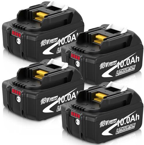4 Pack 10.0Ah/10000mAh Replacement for Makita 18V Batteries LXT BL1850B/BL1860B cordless tools Compatible with DC18RD/DC18RF/DC18RC Chargers & 18V LXT tools such as drills, chainsaws and la