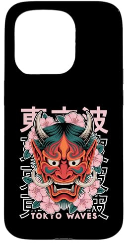 Hülle für iPhone 15 Pro Hannya Oni Maske Teufel Yokai Kirschblüte Japanischer Dämon