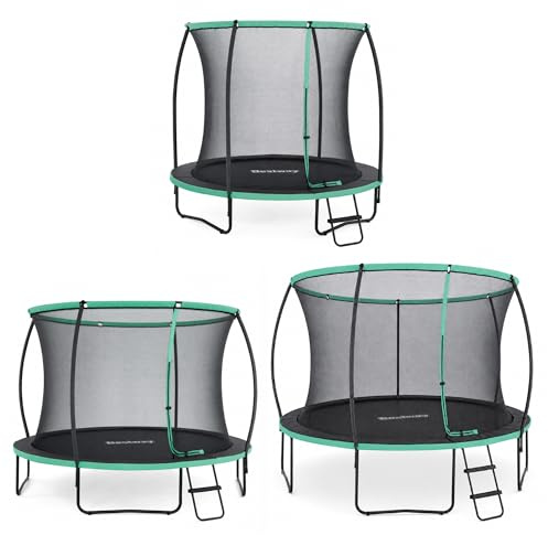 Bestway Xtreme Air Trampoline, 8ft/10ft/12ft Outdoor Round Trampoline with Fully Sewn Gap-Free Safety Enclosure Net, Ladder & Anchor Kit, 2-Year Warranty Guaranteed