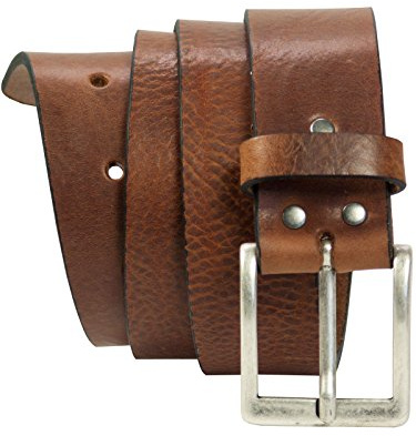 Harrys-Collection Unisex Jeansgürtel Vollrindleder Altsilberfarbige Schnalle, Bundweite:85, Farben:Antikbraun