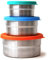ECOlunchbox | Blue Water Bento | Seal Cup Trio, Runddosen Set aus Edelstahl mit Silikondeckel | Lunchbox | Brotdose | Bento Box