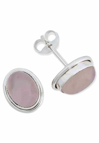 mantraroma Rosenquarz Ohrstecker Silber 925 Damen groß