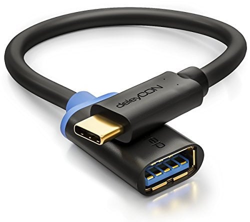 deleyCON 1 Stück Adapter USB C auf USB A - Typ C auf USB 3.0 OTG - Kabel Kompatibel mit iPhone 16 Pro Max/15 Pro Max, iPad Pro, MacBook Pro/Air, Galaxy S25/S24/S23, Computer, Notebook