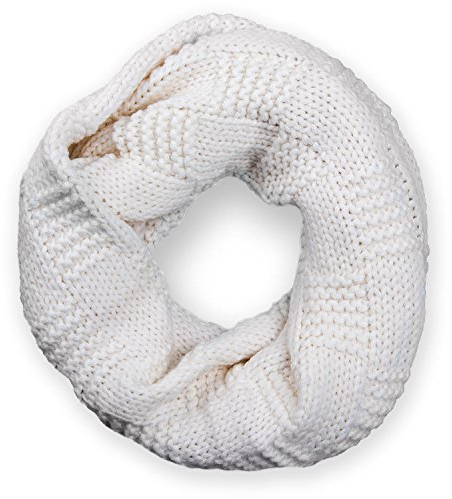 styleBREAKER Unisex Strick Loop Schal mit Patentmuster, Uni Feinstrick Schlauchschal, Winter Strickschal 01018152, Farbe:Creme-Weiß