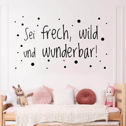 GRAZDesign Wandtattoo Sei Frech Wild und Wunderbar, Sprüche Kinderzimmer, Jugendzimmer, Motivation Wand, für Jungen Mädchen, 88x50cm, 081 hellbraun