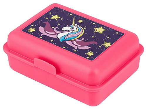 Baagl Fiambrera infantil con compartimentos, fiambrera con divisor para escuela y guardería, fiambrera con división para niñas (unicornio)